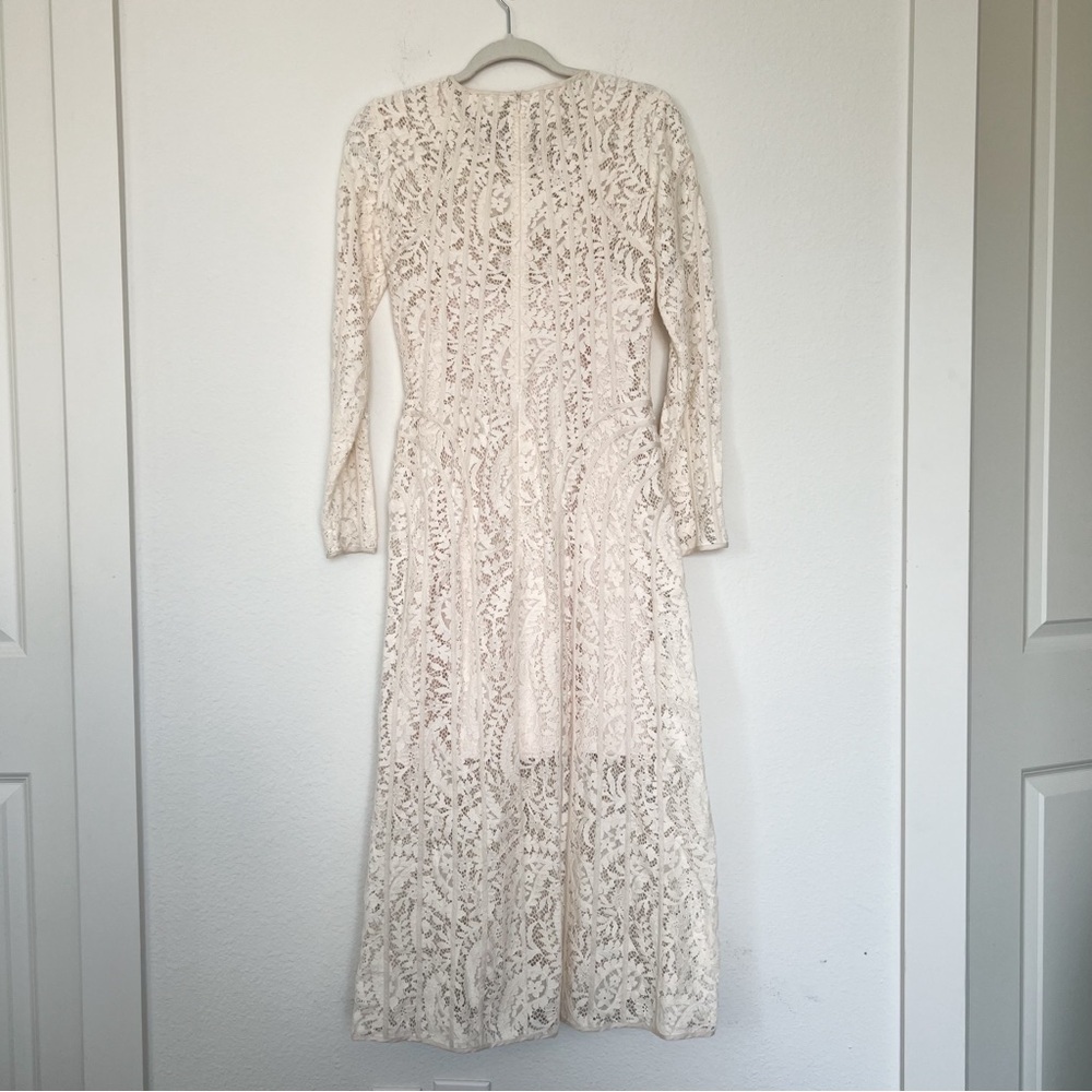 ZIMMERMANN Devi Panelled Lace Midi Dress in Cream - Picture 4 of 9